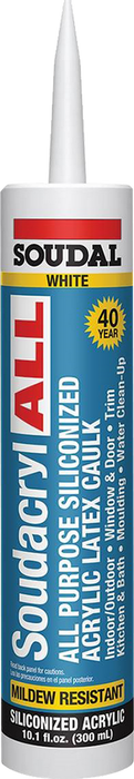 Soudal 146728 Soudacryl 10.1 oz White All Purpose 40 Yr Siliconized Acrylic Mildew  (CASE of 12)